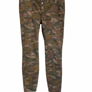 Camouflage Cargo Pants with Button Details